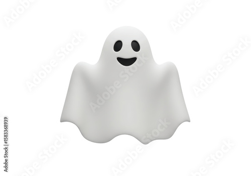 Isolated Cartoon Ghost with a Friendly Smile