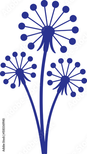 Blue dandelions abstract floral design nature plant