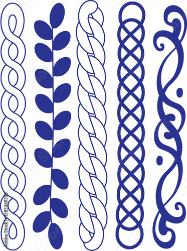 Blue decorative ornamental borders and elements vector