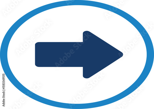 3D blue arrow pointing right side direction transparent background. flat style.