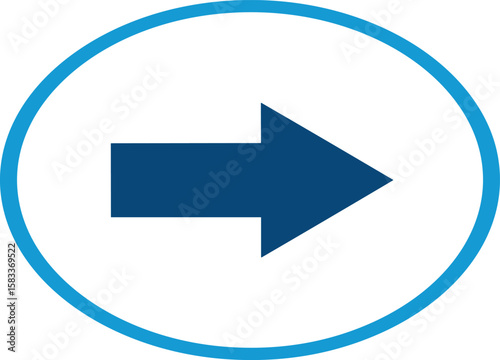 3D blue arrow pointing right side direction transparent background. flat style.