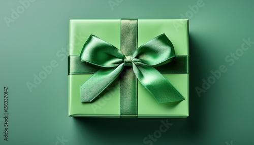 elegant green present box with neatly tied satin bow perfect for gifting