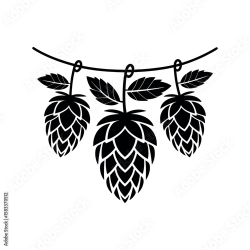 silhouette hop cones on white background