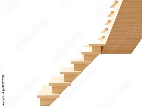 Wooden stairs isolated on transparent background