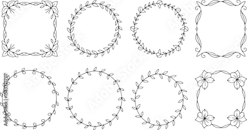 Floral leaf and vine decorative borders and frames vector