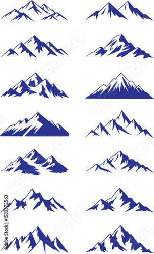 Majestic mountain peaks collection graphic design elements range summit