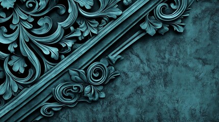 Ornate teal decorative corner