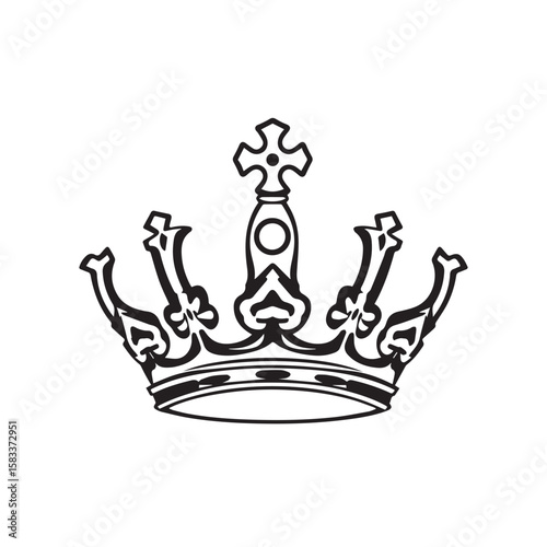 A regal crown with intricate details symbolizes power and authority isolated on white background