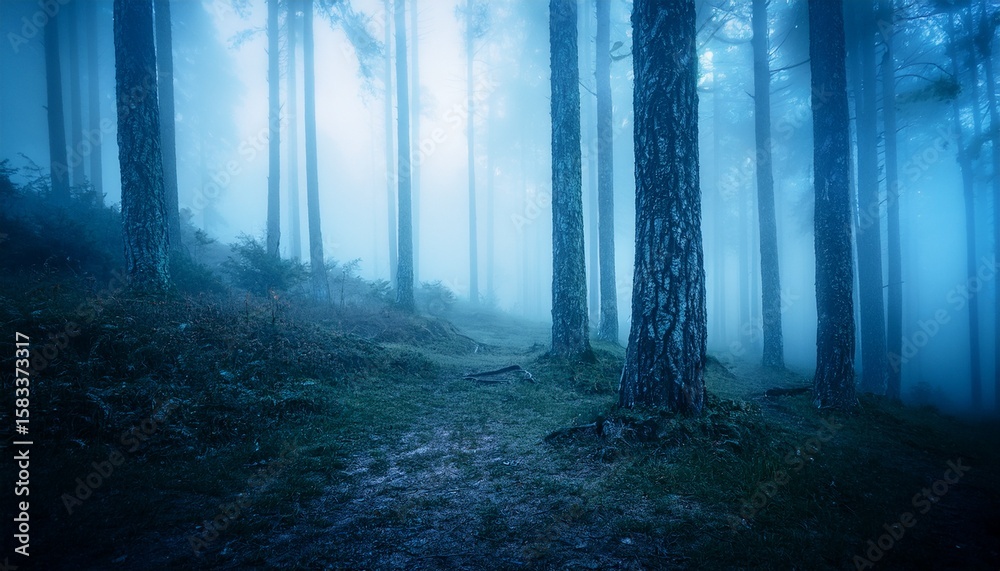 Fototapeta premium misty forest in the night