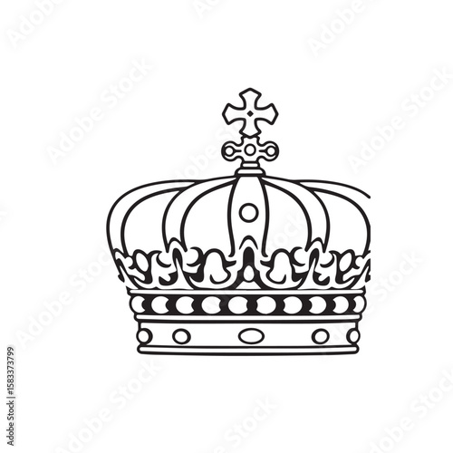 A regal crown, isolated on white background, symbolizing power and authority with its classic design and ornate details