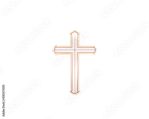 Golden cross symbol on white background simple religious icon design