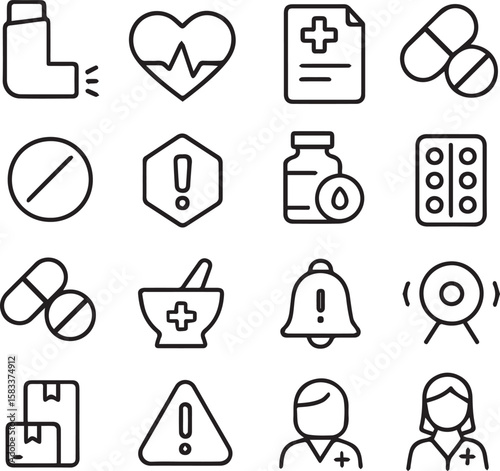Pharmacy icon set. 