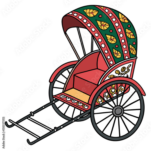 Vector art of a rickshaw is isolated on white background