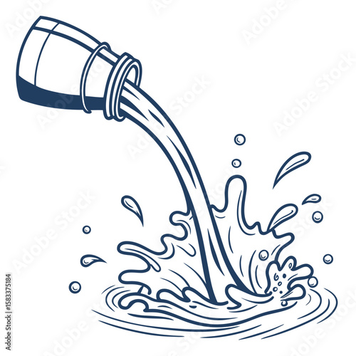 Vector art of pouring water with a splash isolated on white background
