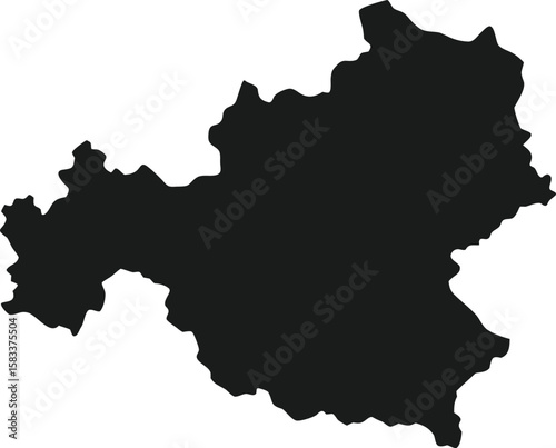 Simple black and white vector map silhouette of countries and continents showing world geography details
