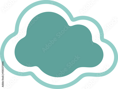 A stylized abstract cloud shape with a teal green fill and a lighter teal outline isolated on transparent background