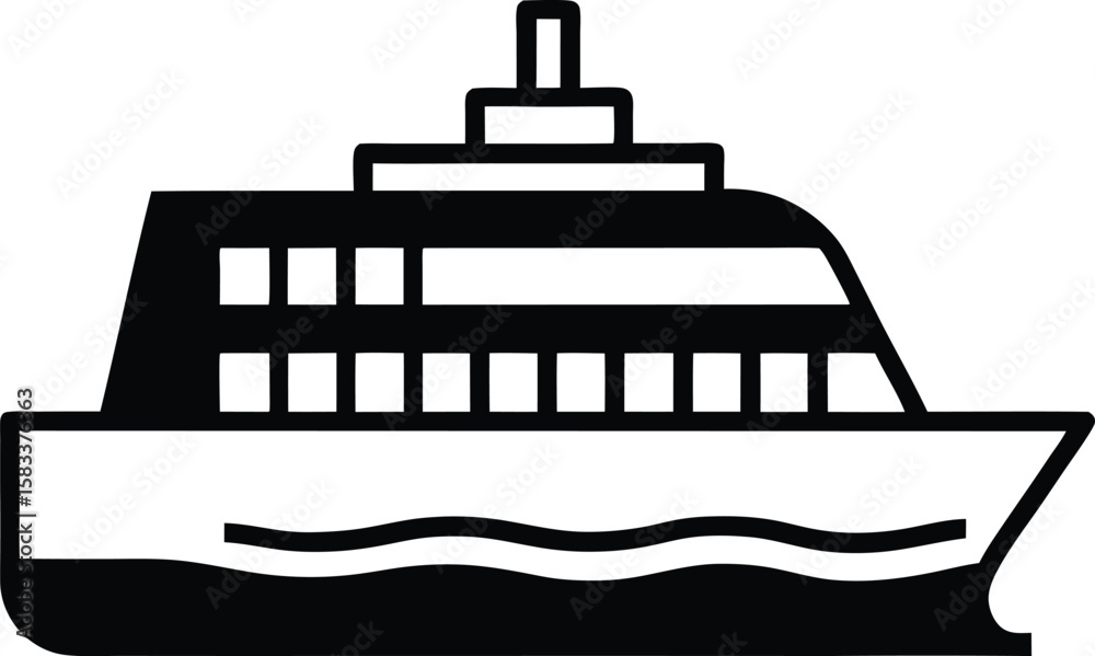 Vector illustration of a ship and boat sailing on the ocean with travel and vacation theme