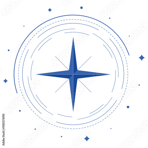 
Minimalistic compass icon. Vector illustration of a compass and arrows in blue tones, evoking associations with exploration and adventure. Suitable for travel brands or spiritual content.