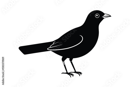 Mynah bird with brass plate cultural symbolism vector art illustration