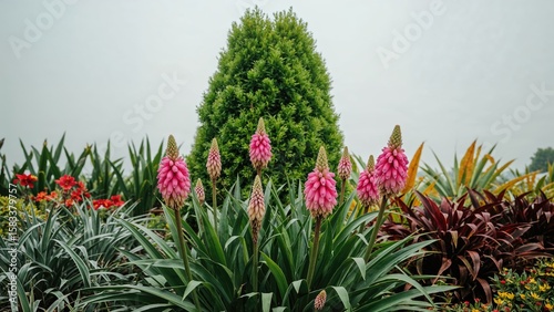 Garden front adorned with blooming flowers