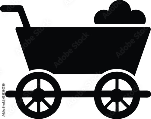 Wheelbarrow Icon Simple Black Silhouette Illustration for Gardening, Farming, and Construction