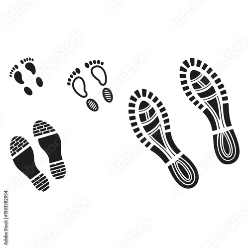 Footprints and Shoe Soles Collection walking steps