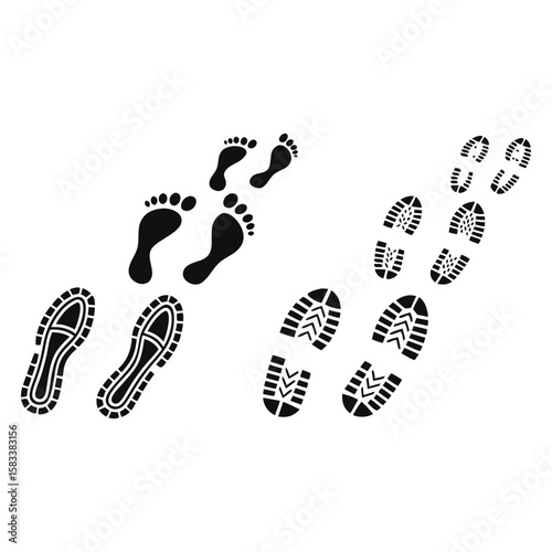 Footprints and Shoe Prints walking steps