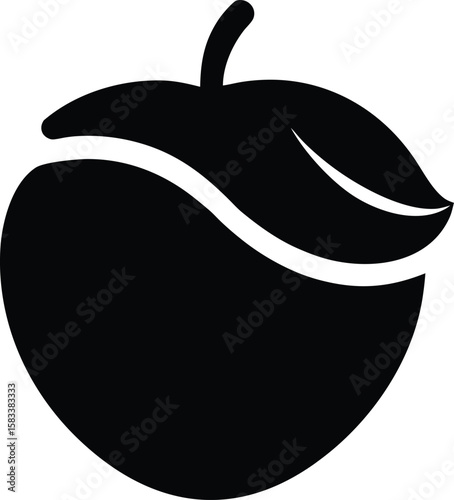 Red and green ripe apple fruit vector illustration isolated on black