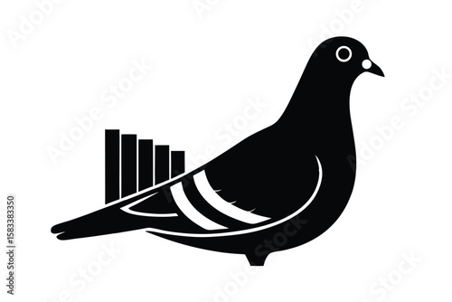 Stylized pigeon in urban landscape modern avian vector art illustration
