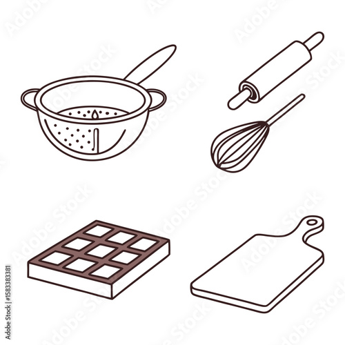 Kitchen Utensils And Chocolate Bar baking cooking