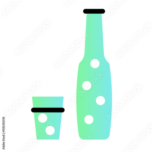 Bottled Drink Icon - Flat Line Style Vector Icon