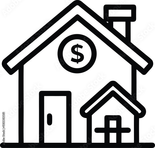A vector house icon with a shadow, ideal for real estate web design and property business concepts