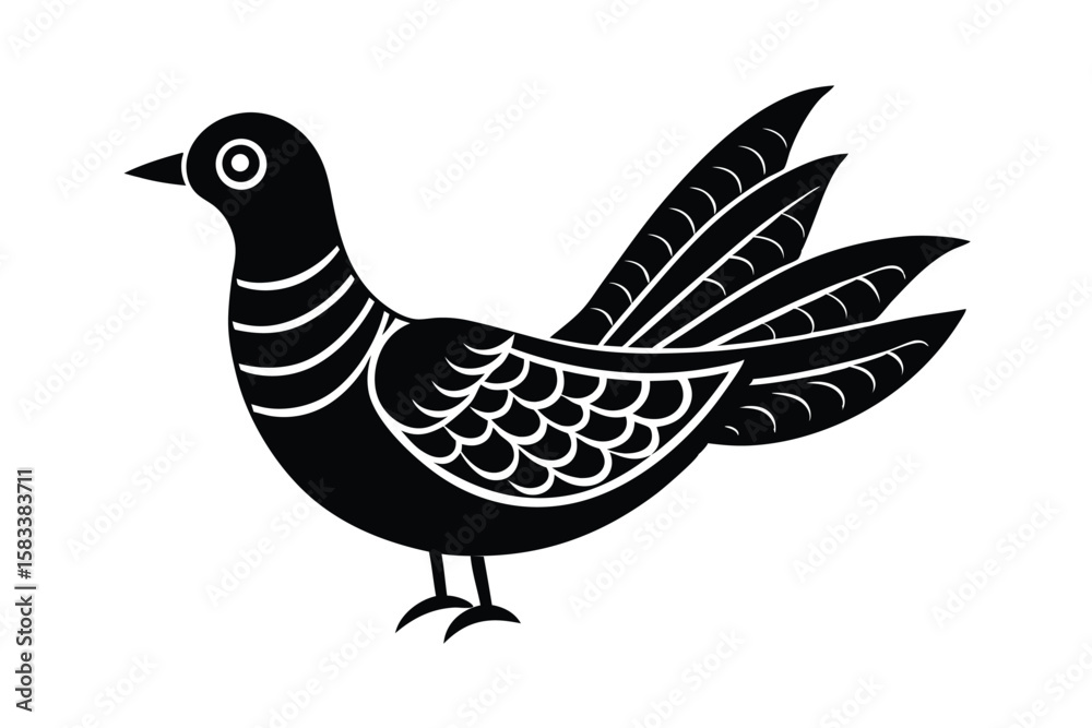 Obraz premium Traditional Bengali Mayna bird design cultural avian vector art illustration