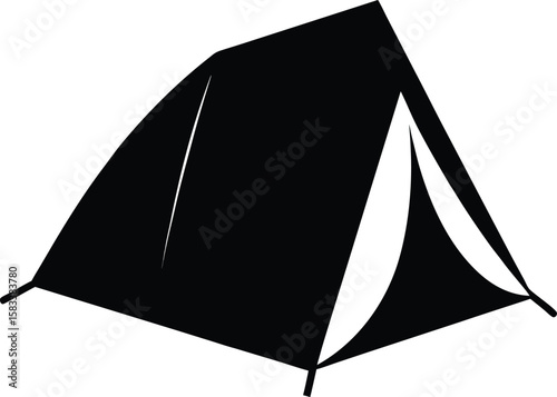Vector illustration of a camping tent icon set with an open umbrella concept