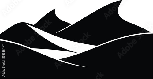 Black silhouette vector illustration of a boat on the water, ideal for travel and transportation designs
