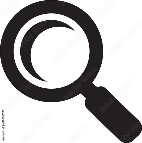 Simple Magnifying Glass Illustration Minimalist Design for Search and Discovery, Symbolizing Exploration with Clean Lines and Black and White Contrast
