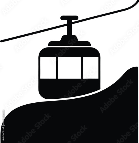 Mountain Cable Car Icon Transportation, Travel, and Adventure Illustration