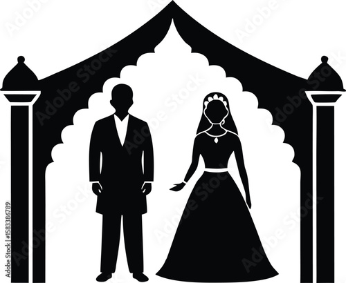 Wedding Ceremony Silhouette,  Traditional Marriage Arch Design