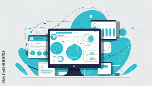 Business Analytics Dashboard on a SaaS Platform - Vector Concept