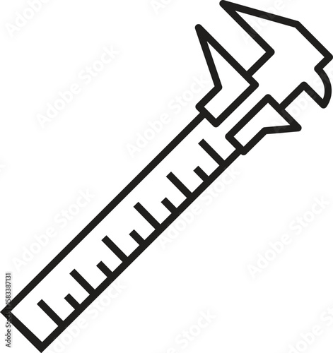 Detailed Vernier caliper used for exact sizing Silhouette Vector illustration