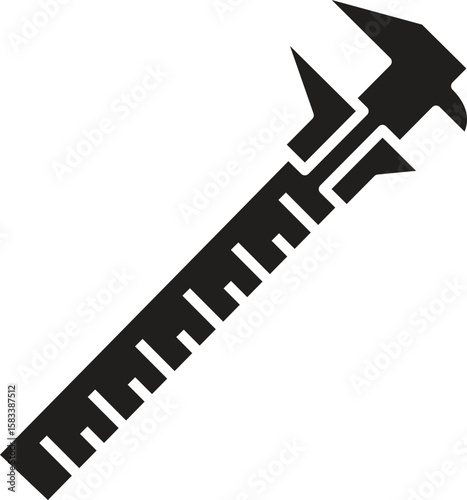 Detailed Vernier caliper used for exact sizing Silhouette Vector illustration