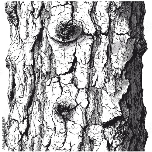 Hand-drawn tree skin pattern, bark fiber texture engraving, vintage organic surface sketch, antique effect, retro etched design, detailed line art print, vector illustration.
