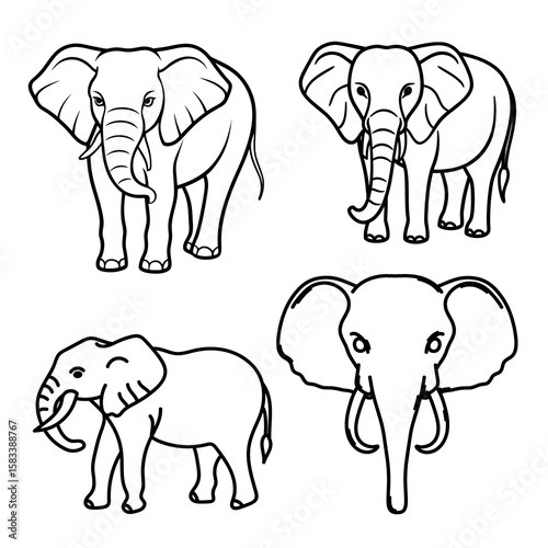 Photography illustration of a group of elephants