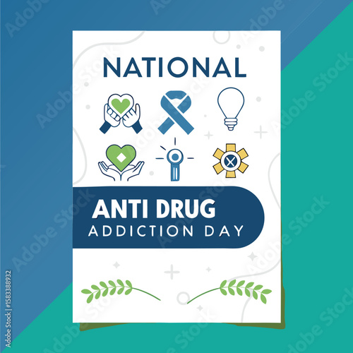 National Anti Drug addiction day background or banner design template