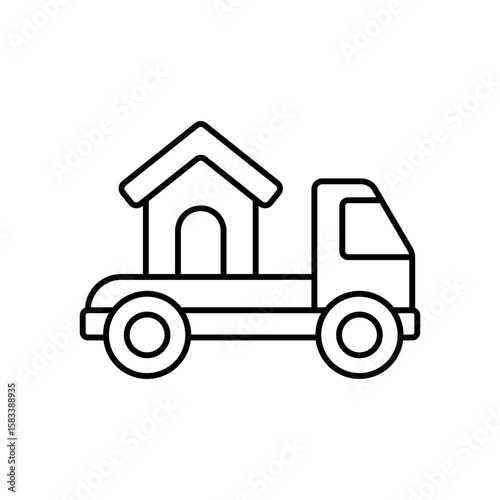 Moving Truck Logistics Transport Vehicle Line Icon