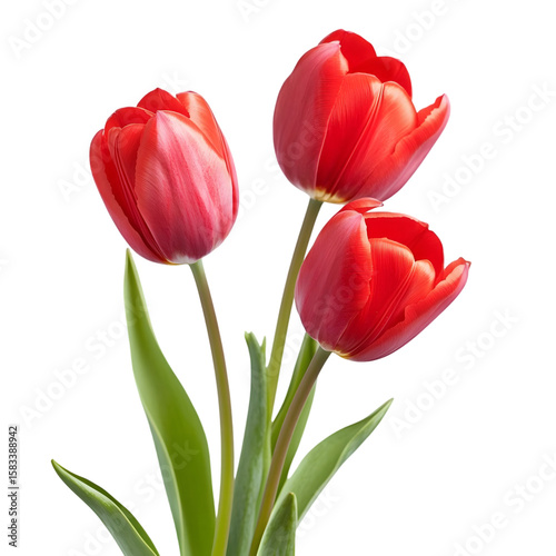 1 red tulip isolated on transparent background