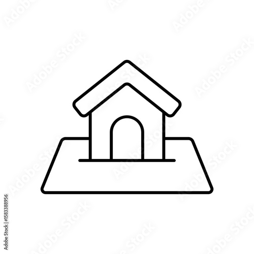 Plot Land Area Site Map Line Icon