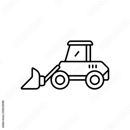 Bulldozer Earthmoving Construction Vehicle Line Icon