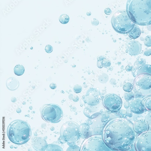 Light blue bubbles on a light background