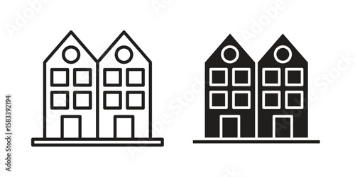 Terraced Houses icon vector illustration. Flat design. Graphic design vector symbols.